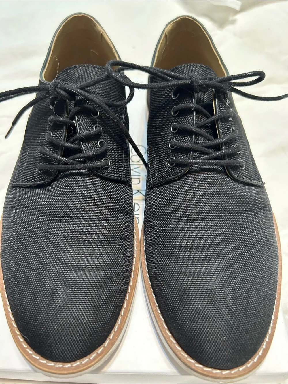 Calvin Klein Black Canvas Derby with Contrast Welt Size 9M